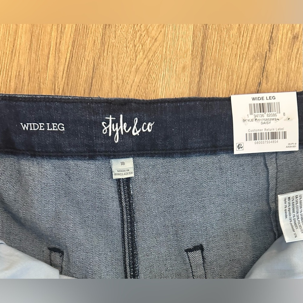 High Rise Wide-Leg Dark Wash Baggy Fit Jeans Size 18 NWT Scandigirl Minimalist - Picture 5 of 7
